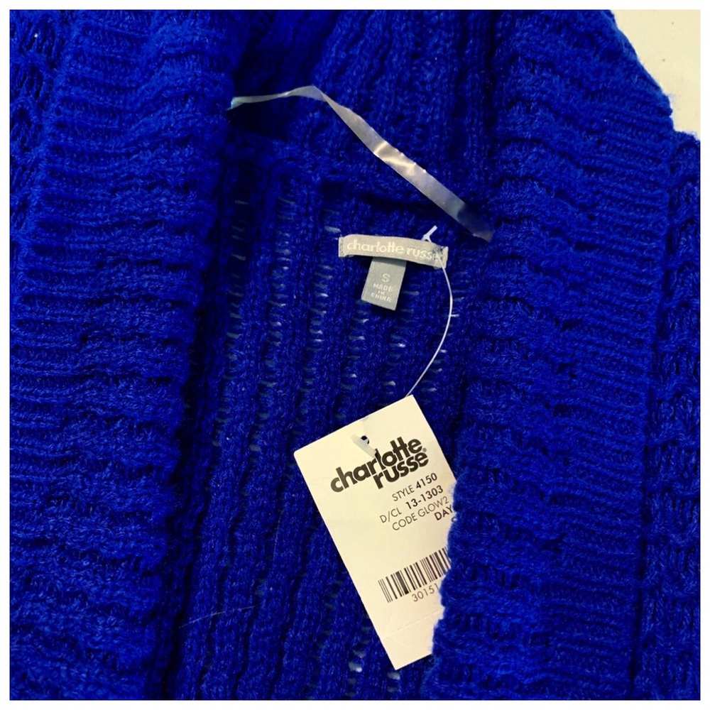 Royal Blue Thick Soft Acrylic Sweater Cardigan Size Small NWT